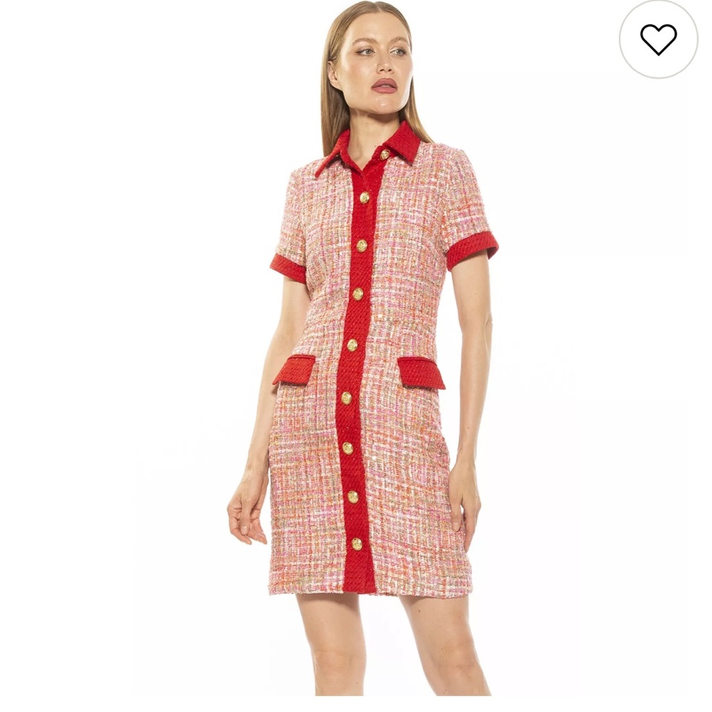 Alexia Admor Red and Pink Tweed Jacket - Picture 2 of 10